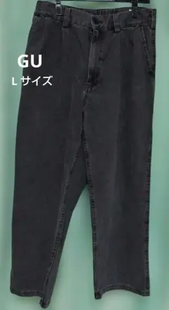 GU ジーユー デニムツータックバギースラックス ワイドパンツ L グレー