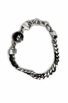【値下げ不可】DIESEL シルバー ブラック チェーンブレスレット