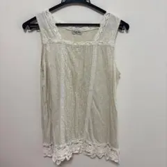 Samansa Mos2 レースタンクトップ ベージュ