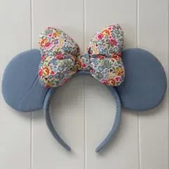 ミニーカチューシャ　花柄リボン
