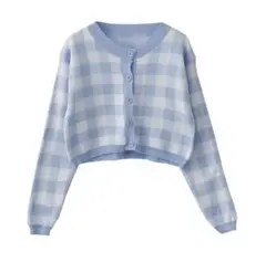 【新品】ブルーギンガムチェックカーディガン