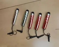 ミニタッチペン 5本セット スマホ タブレット ストラップ付き