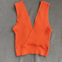 ZARA ニットベスト オレンジ Lサイズ