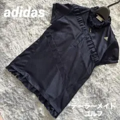 adidas レディース ゴルフウェア シャツ ネイビー フリルデザイン　美品★のサムネイル