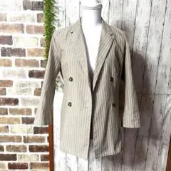 【エムズエキサイト】ストライプ ダブルブレスト テーラードジャケット