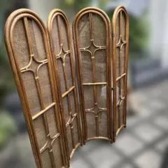 オールドラタン꧂4連パーティション 間仕切り 藤 アジアン