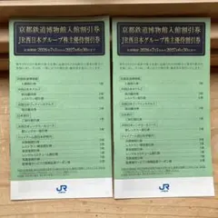 JR西日本グループ株主優待割引券 、京都鉄道博物館入館割引券2冊セット