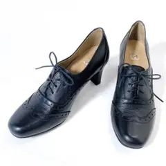 ing イング 本革 レースアップパンプス ウィングチップ ブラック23.5cm