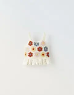 新品未使用タグ付き★ zara kids 花柄クロシェトップス 98cm