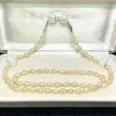 淡水パール ロングネックレス 64cm バロック SILVER 本真珠