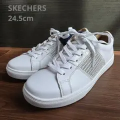 SKECHERS スケッチャーズ パール ラメ ストーン レザー 本革 24.5