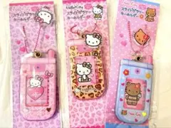 ハローキティ　スライドガラケーキーホルダー　セット　日焼けキティ　ギャルキティー