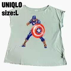 ユニクロ UT キャプテンアメリカ ノースリーブTシャツLサイズ ブルー