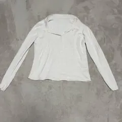 ポロネックリブニットトップス アイボリー