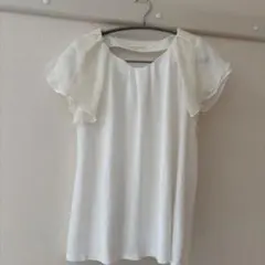 シフォンブラウス 半袖ブラウス M （白色）