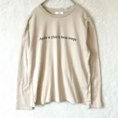 a.v.v／Tシャツ カットソー 長袖 S 英字プリント コットン ベージュ