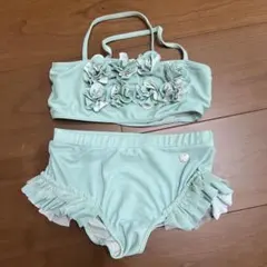 ミントグリーン フラワー装飾 水着 100cm