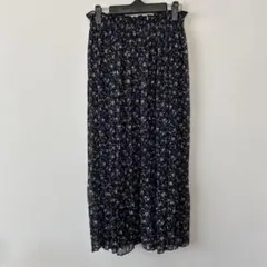 シフォンプリーツスカート　ロング小花柄