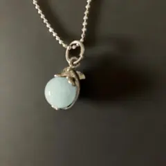 【訳あり】めのや 天然石 ミルキーアクアマリン イルカ ネックレス 48cm