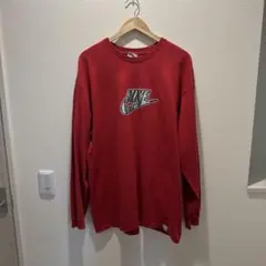 NIKE 90sロゴ刺繍 ロングスリーブTシャツ レッド