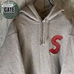 シュプリーム　エスロゴボックス刺繍　パーカー 肉厚人気 L グレーのサムネイル