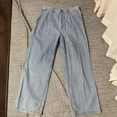 GU ライトブルーデニムワイドパンツ Mサイズ