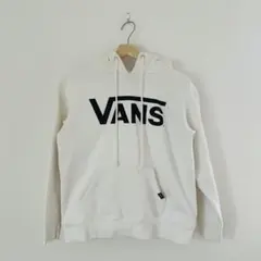 VANS メンズ ストリート フード付きパーカー ホワイト 裏起毛 Lサイズ
