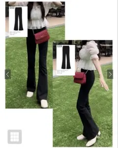 GRL ストレッチフレアパンツ cu34 XS