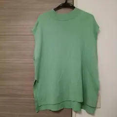 green label relaxingミントグリーンニットベスト