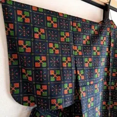 (K-57) ウール　着物　単衣　紺