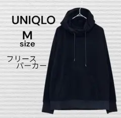 ユニクロ 美品 パーカー フード フリースパーカー 黒 Mサイズ ブラック