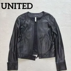 アンタイトル 羊革 ラムレザー ノーカラー　レザージャケット　M ブラック