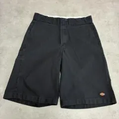 Dickies　ルーズフィット　ストライプ　ハーフパンツ　W33　ブラック　古着のサムネイル