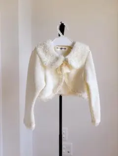 ホワイトファーカーディガン