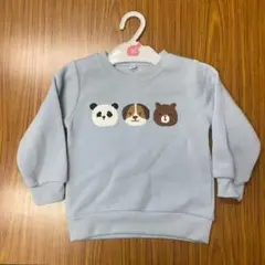 西松屋　裏起毛サガラアニマルトリオトレーナースウェット　サックス　サイズ90
