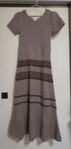 JILLSTUART半袖 ニットロングワンピース ブラウン系　美品のサムネイル