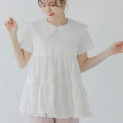 fitmore フィットモア フラワーレース刺しゅうぺプラムトップス - メルカリ