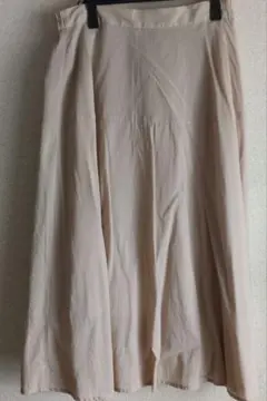 ベージュ コットン混紡 フレアスカート