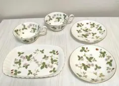 5点/ウエッジウッド/ワイルドストロベリートレイカップソーサー