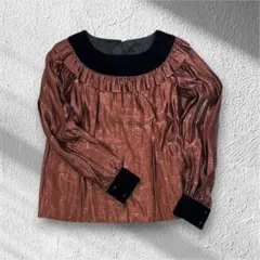 [極美品] GIVENCHY フリルネック 長袖ブラウス ベルベット切替10号のサムネイル