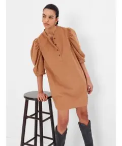 GAP ギャップ コーデュロイ パフ ミニワンピース チュニック ブラウン S