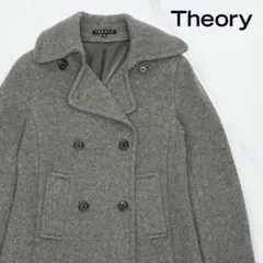 theory セオリー ウールダブルブレスト ロングチェスターコート グレー