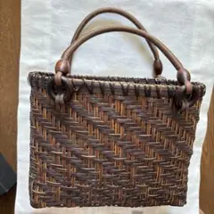 ブラウン かごバッグ 四角形