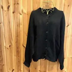 【ジーユー】カーディガン　長袖　オーバーサイズ　クルーネック　ブラック　ＸＬ