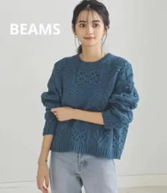 ニット BEAMS HEART / パッチワーク編み クルーネックニット