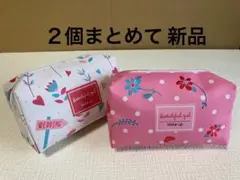 ◯◯2個まとめて 新品 合皮 花柄プリント ポーチ