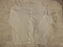 UNIQLO UVカットスーピマコットンクルーネックカーディガン白 M