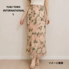 YUKI TORII 花柄シフォン　ロング　スカート 上品L 総柄　ピンクのサムネイル