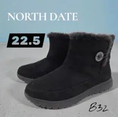 NORTH DATE ムートンスノーブーツ 22.5　スパイク付きで雪道でも安心