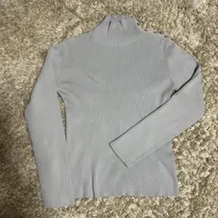 リブ編みハイネックセーター グレー